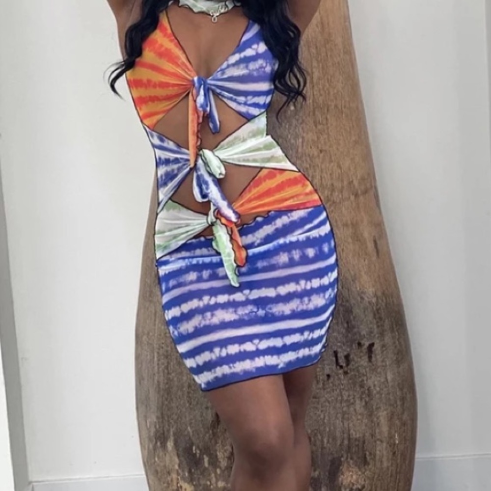 Mesh front tie skirt